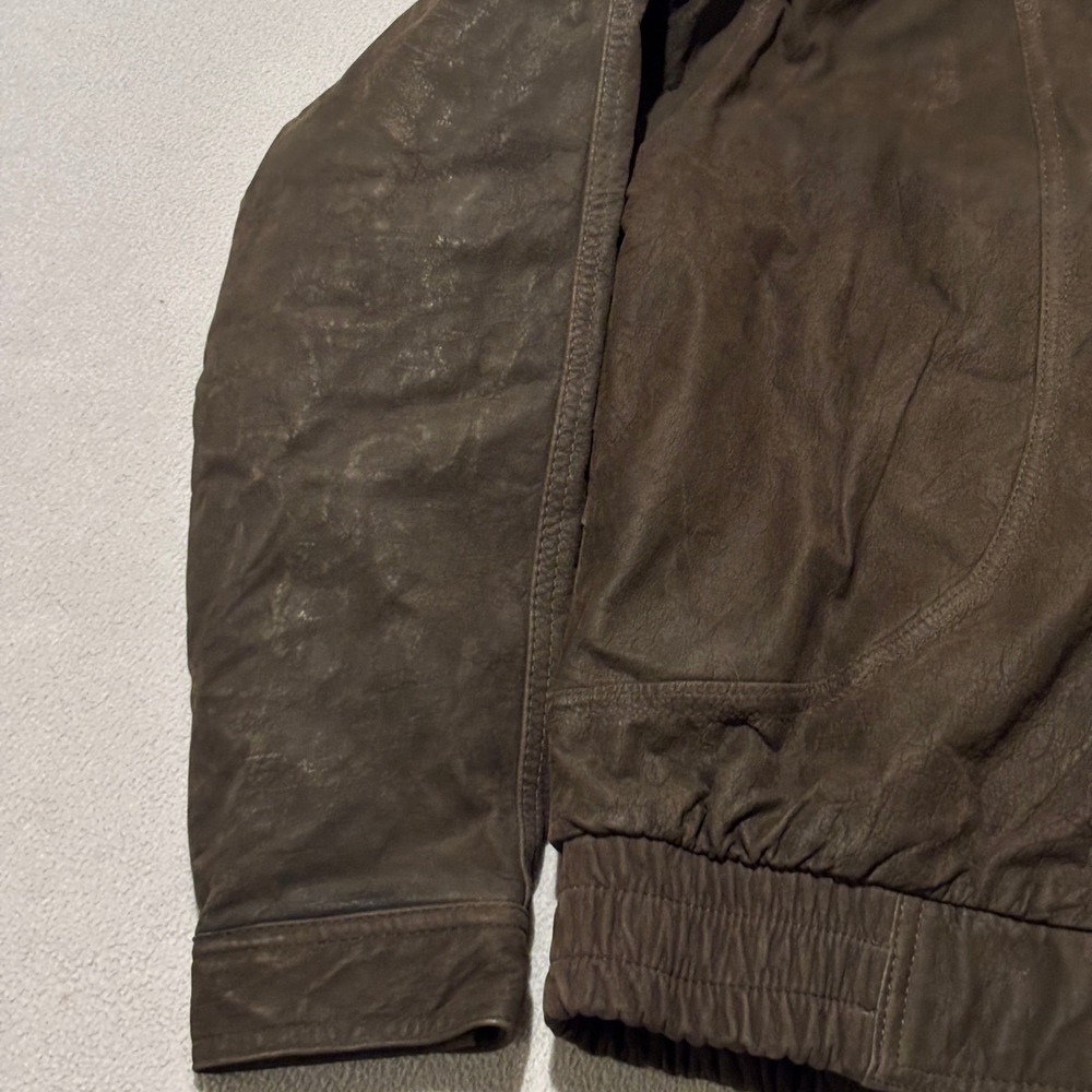 H.B. Leather Mens XL Brown Cowhide Nubuck Bomber Jacket Vintage Full Zip - Picture 7 of 8